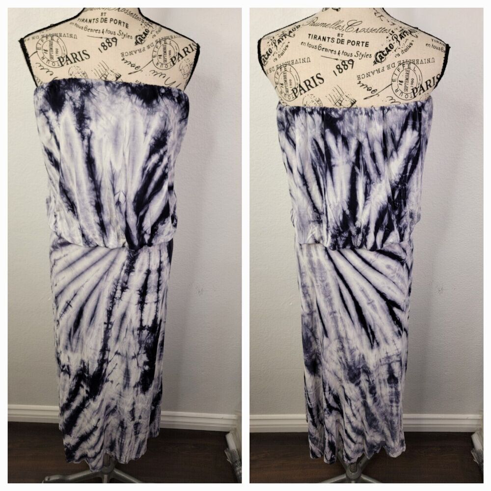 Young Fabulous & Broke Tube Maxi Dress Sz M Strapless Tie Dye Elastic Sydney